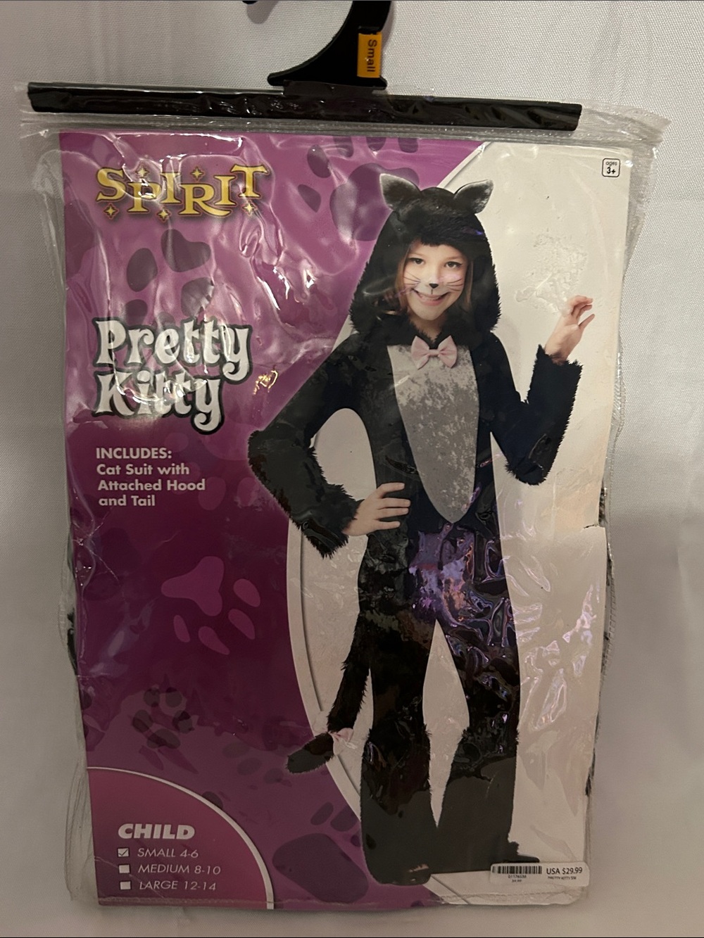Spirit Black and Gray Pretty Kitty Kids Cat Costume with Hood and Tail Small 4-6